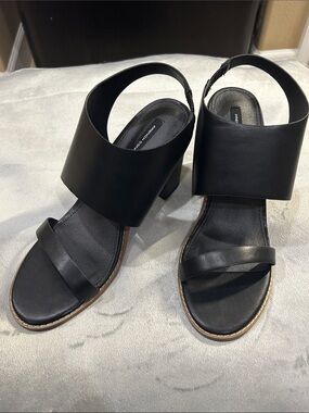 French Connection Black Wide-Band Slingback Heeled Sandals